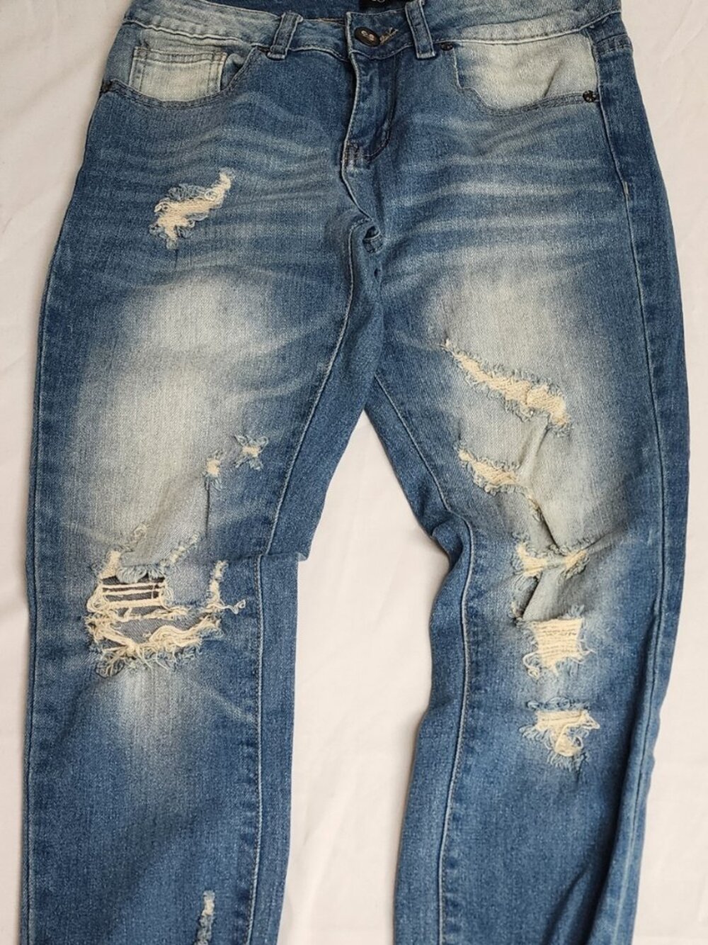 Cover Girl Distressed Skinny Jeans Women's Size 3/4 Raw Hem Stretch Denim